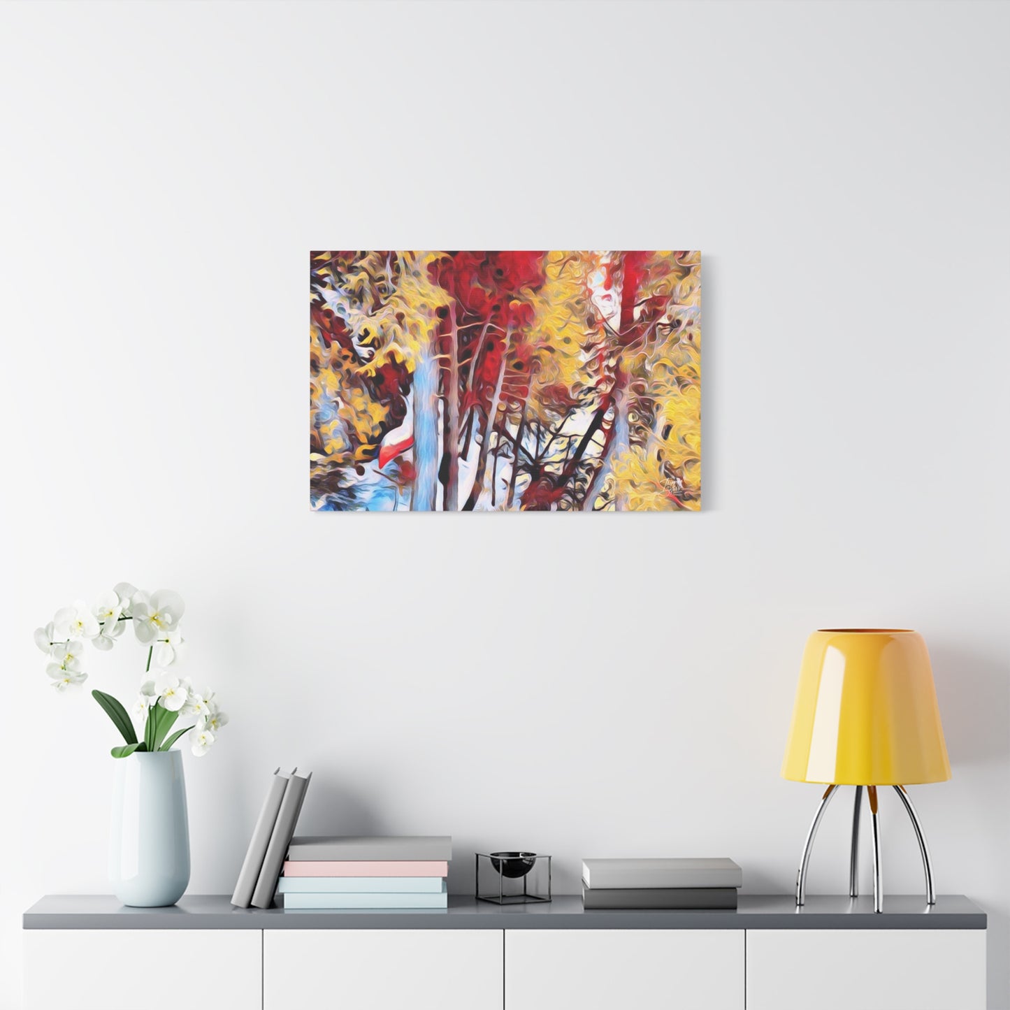 'Canoe at Rest' (Red)  - Stretched Canvas