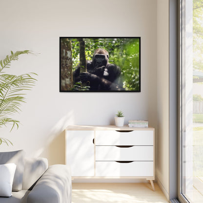 Silverback Gorilla Framed Canvas Wall Art, Gabon Africa Wildlife Photography Print, Safari Animal Decor