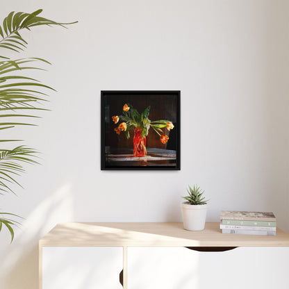 Copy of Framed Matte Canvas Print — Vintage Tulip Vase Wall Art