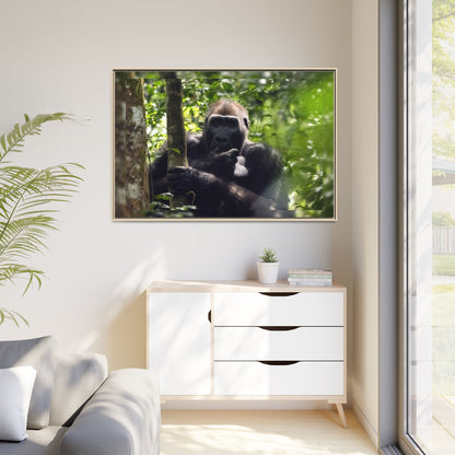 Silverback Gorilla Framed Canvas Wall Art, Gabon Africa Wildlife Photography Print, Safari Animal Decor