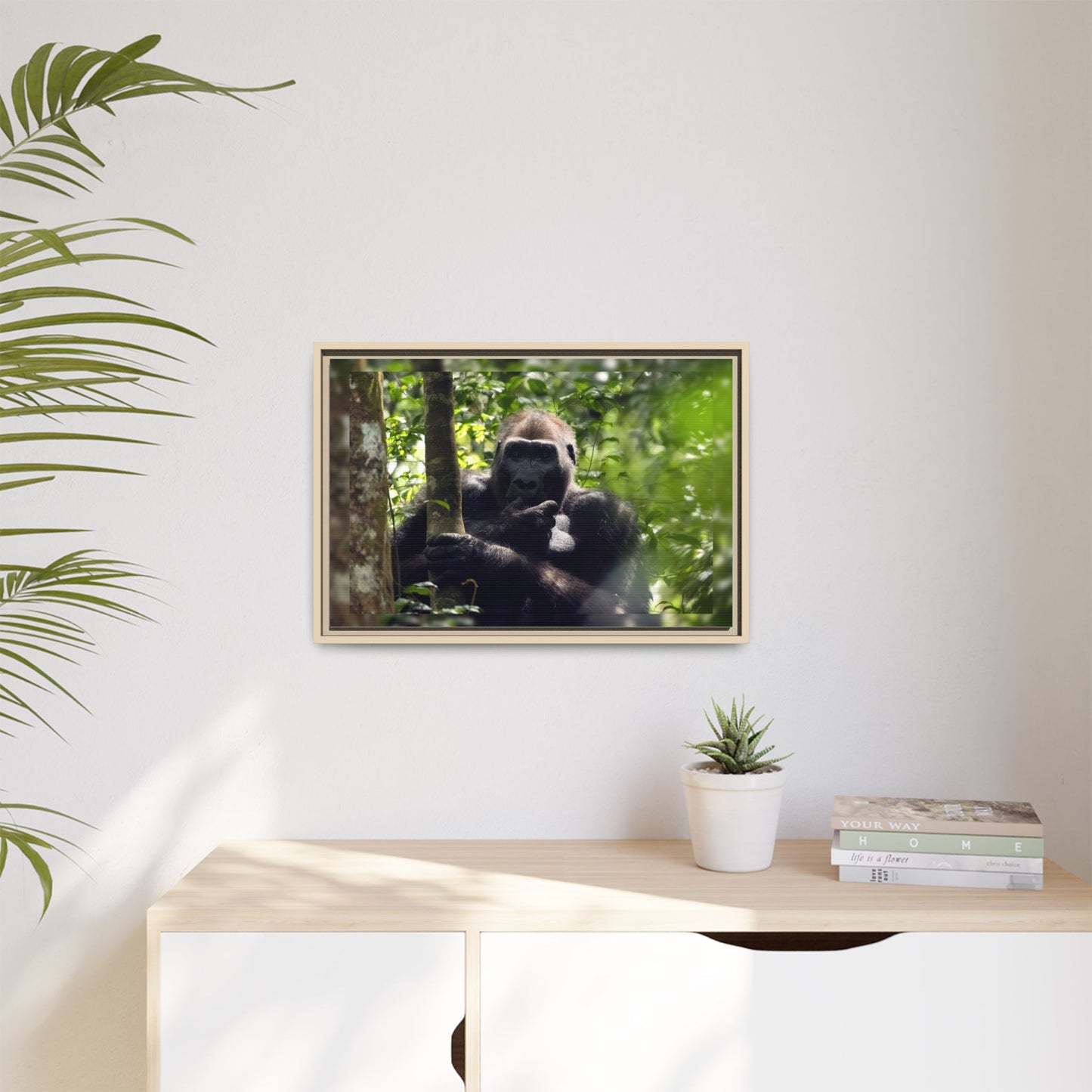 Silverback Gorilla Framed Canvas Wall Art, Gabon Africa Wildlife Photography Print, Safari Animal Decor