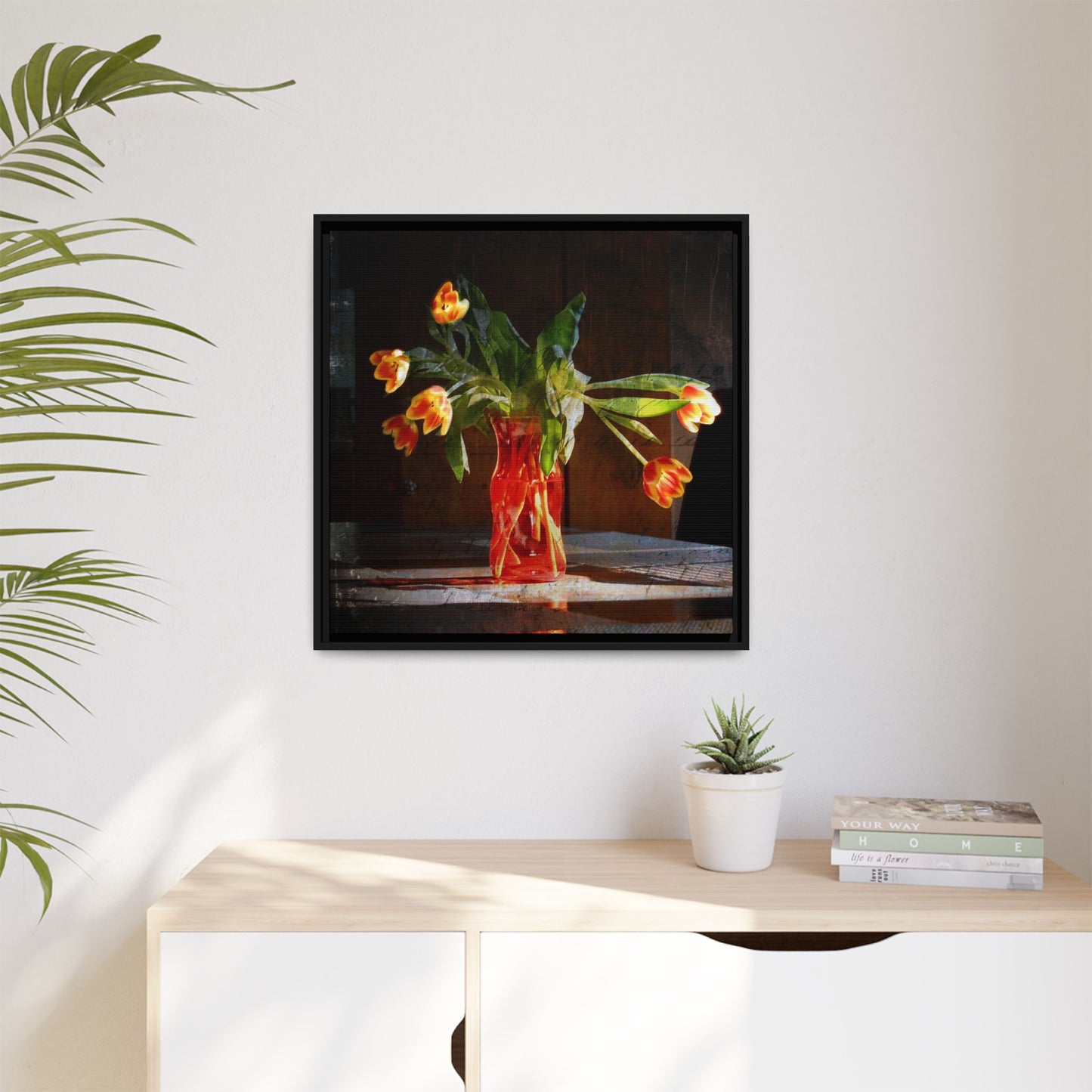 Copy of Framed Matte Canvas Print — Vintage Tulip Vase Wall Art