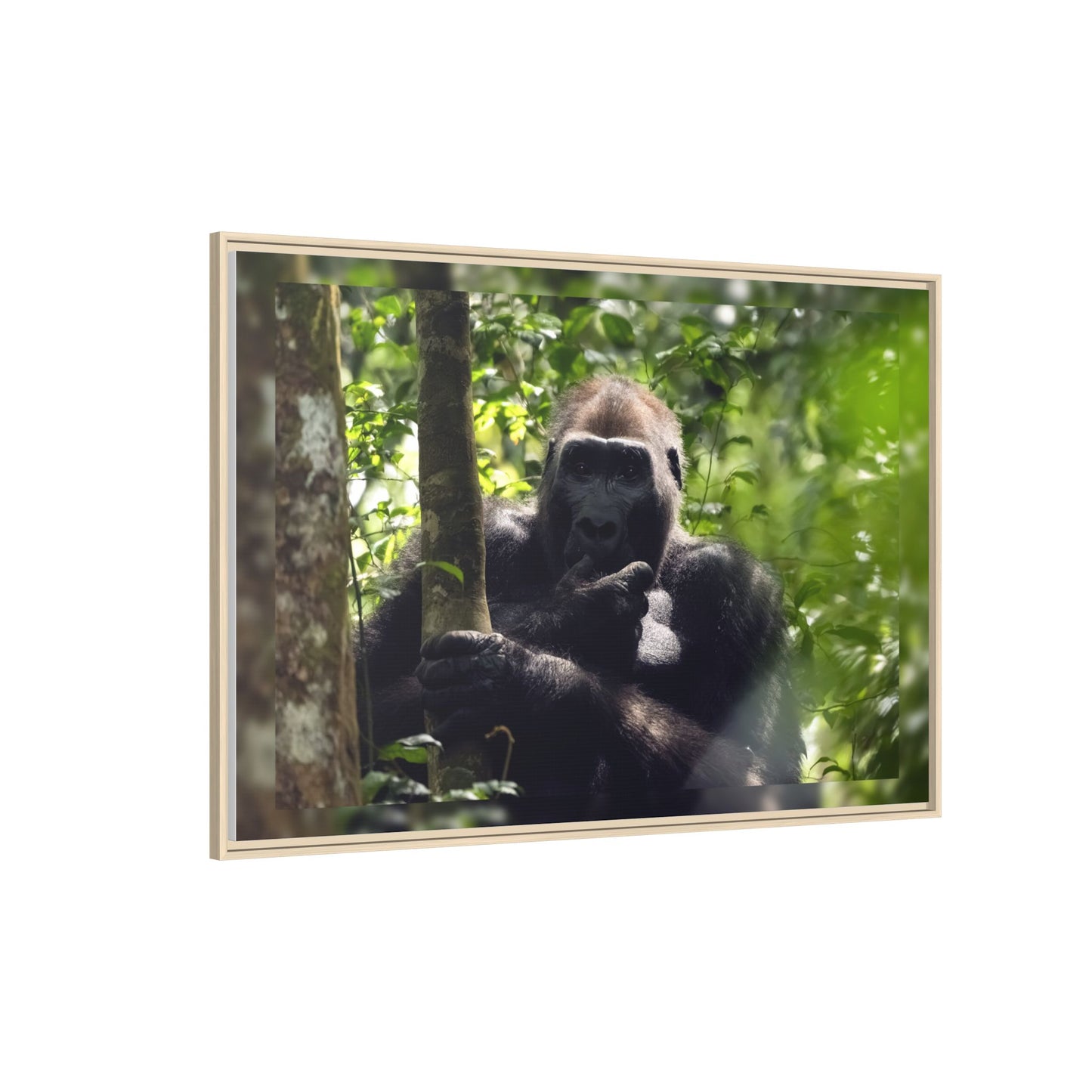Silverback Gorilla Framed Canvas Wall Art, Gabon Africa Wildlife Photography Print, Safari Animal Decor