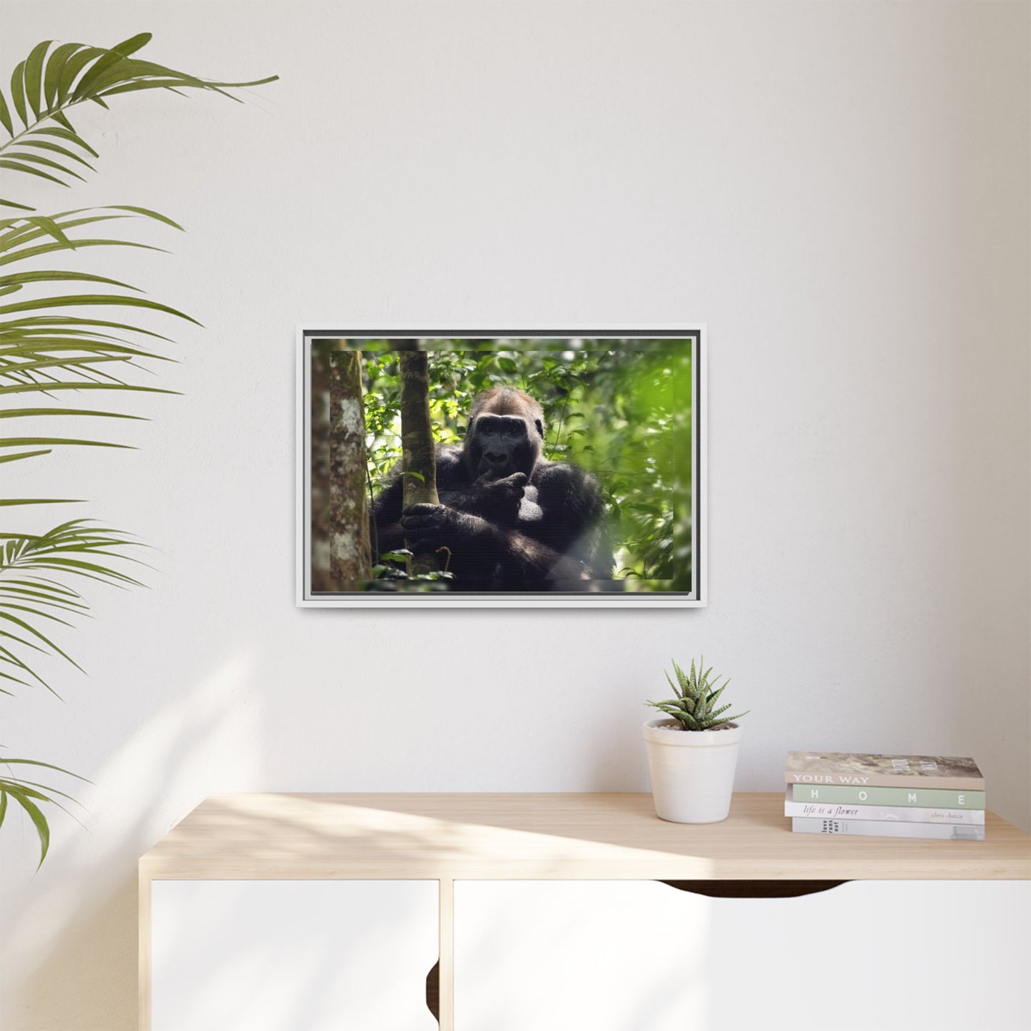 Silverback Gorilla Framed Canvas Wall Art, Gabon Africa Wildlife Photography Print, Safari Animal Decor