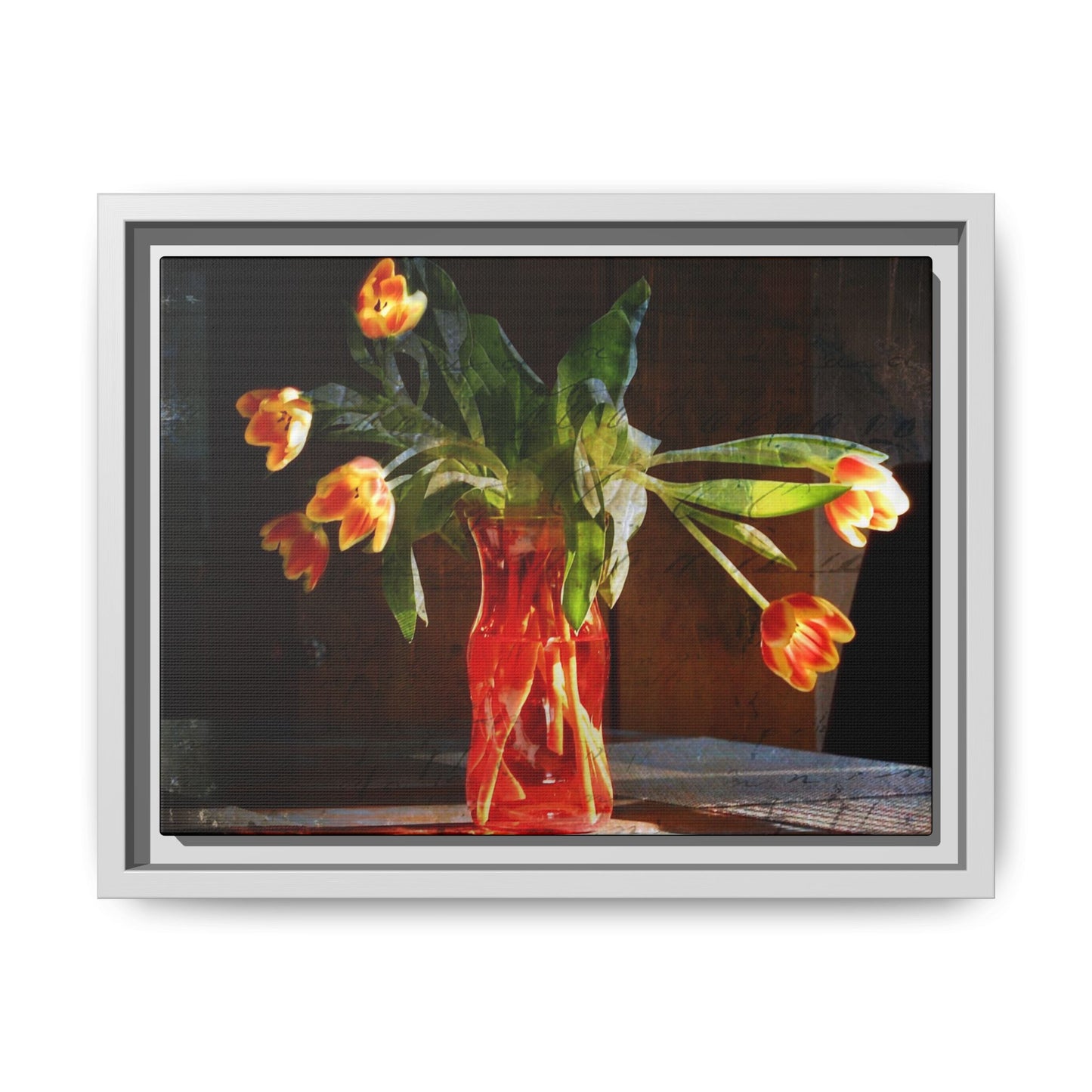 Copy of Framed Matte Canvas Print — Vintage Tulip Vase Wall Art