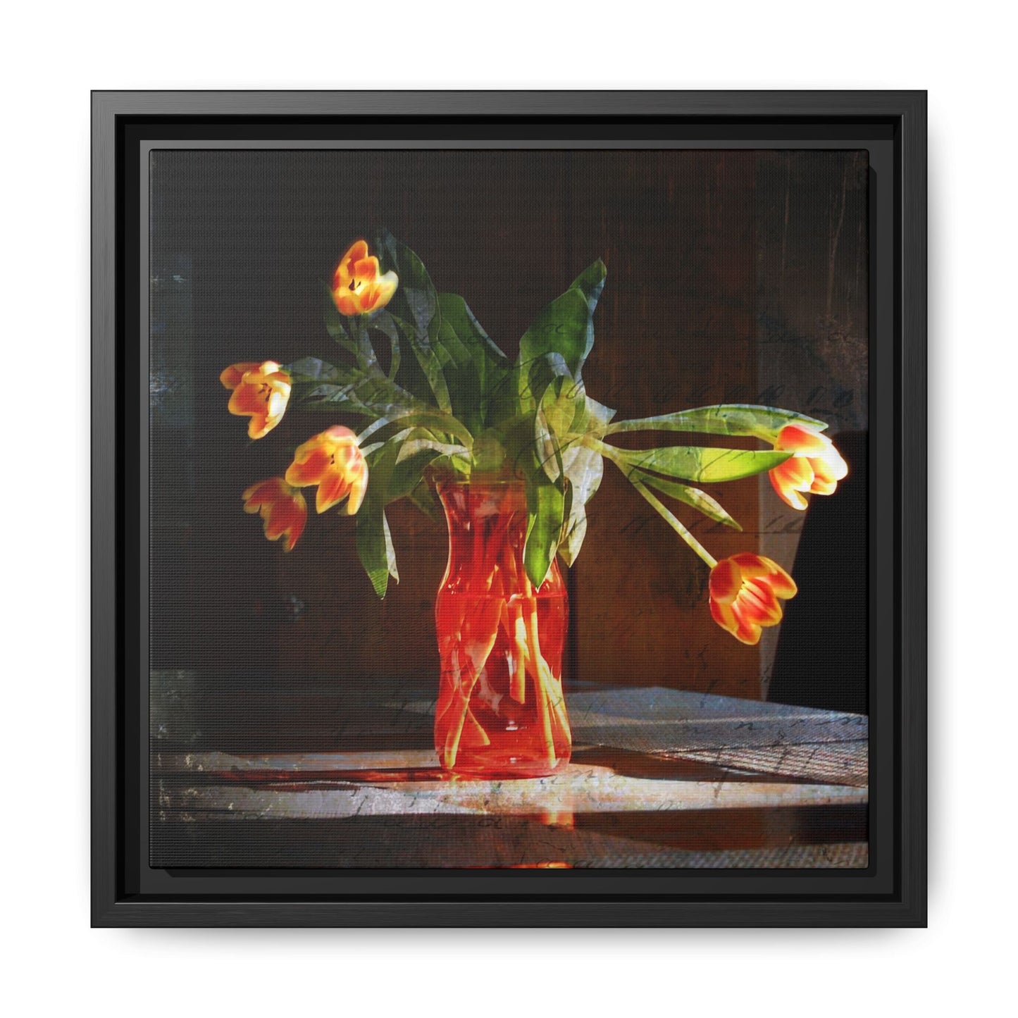 Copy of Framed Matte Canvas Print — Vintage Tulip Vase Wall Art