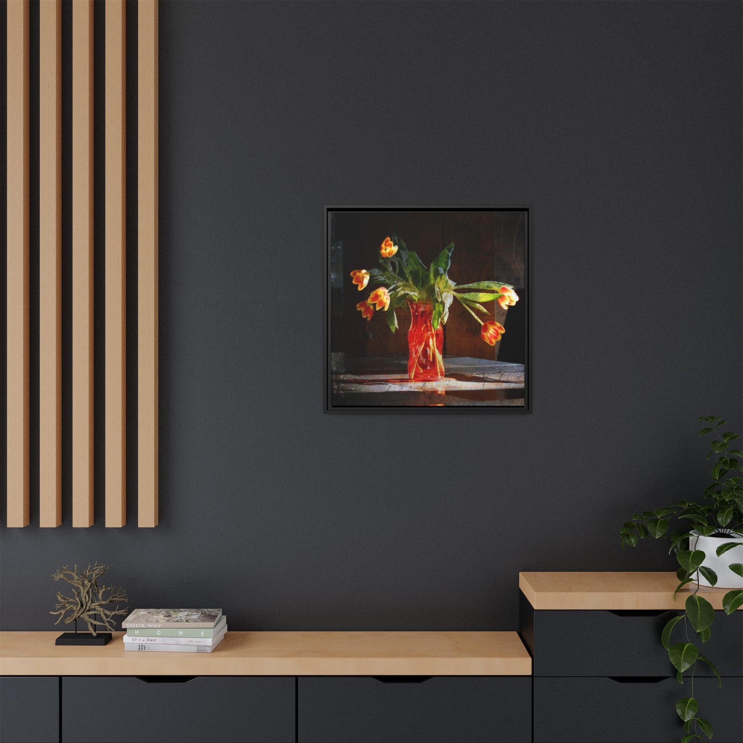 Copy of Framed Matte Canvas Print — Vintage Tulip Vase Wall Art