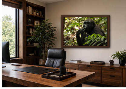 Male Gorilla Wall Art, Gabon Wildlife Photography, African Forest Espresso Framed Canvas Print
