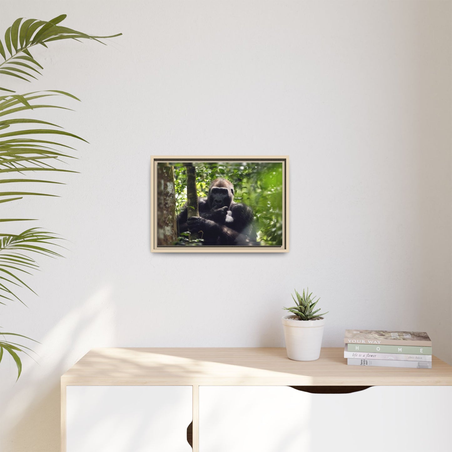 Silverback Gorilla Framed Canvas Wall Art, Gabon Africa Wildlife Photography Print, Safari Animal Decor