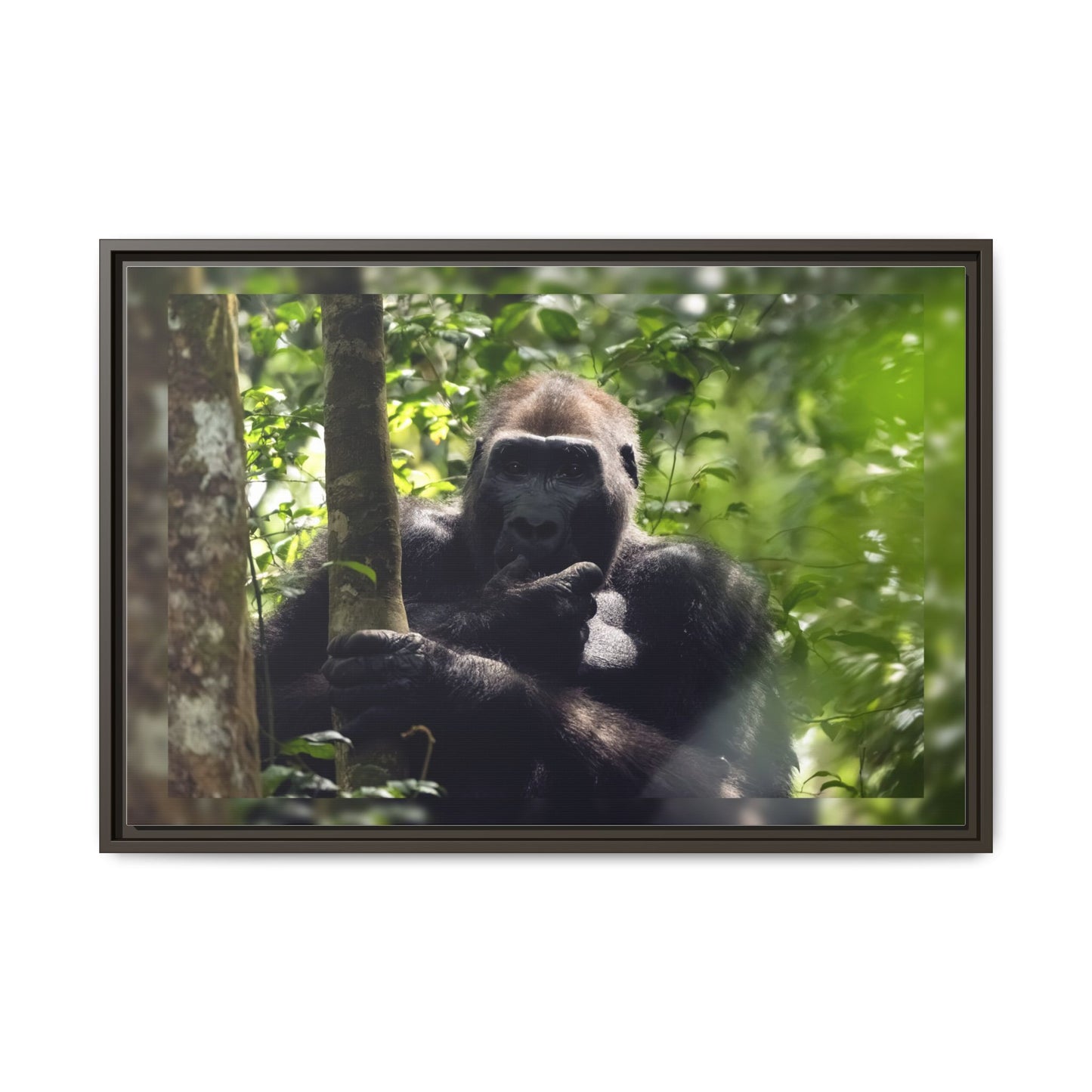Silverback Gorilla Framed Canvas Wall Art, Gabon Africa Wildlife Photography Print, Safari Animal Decor