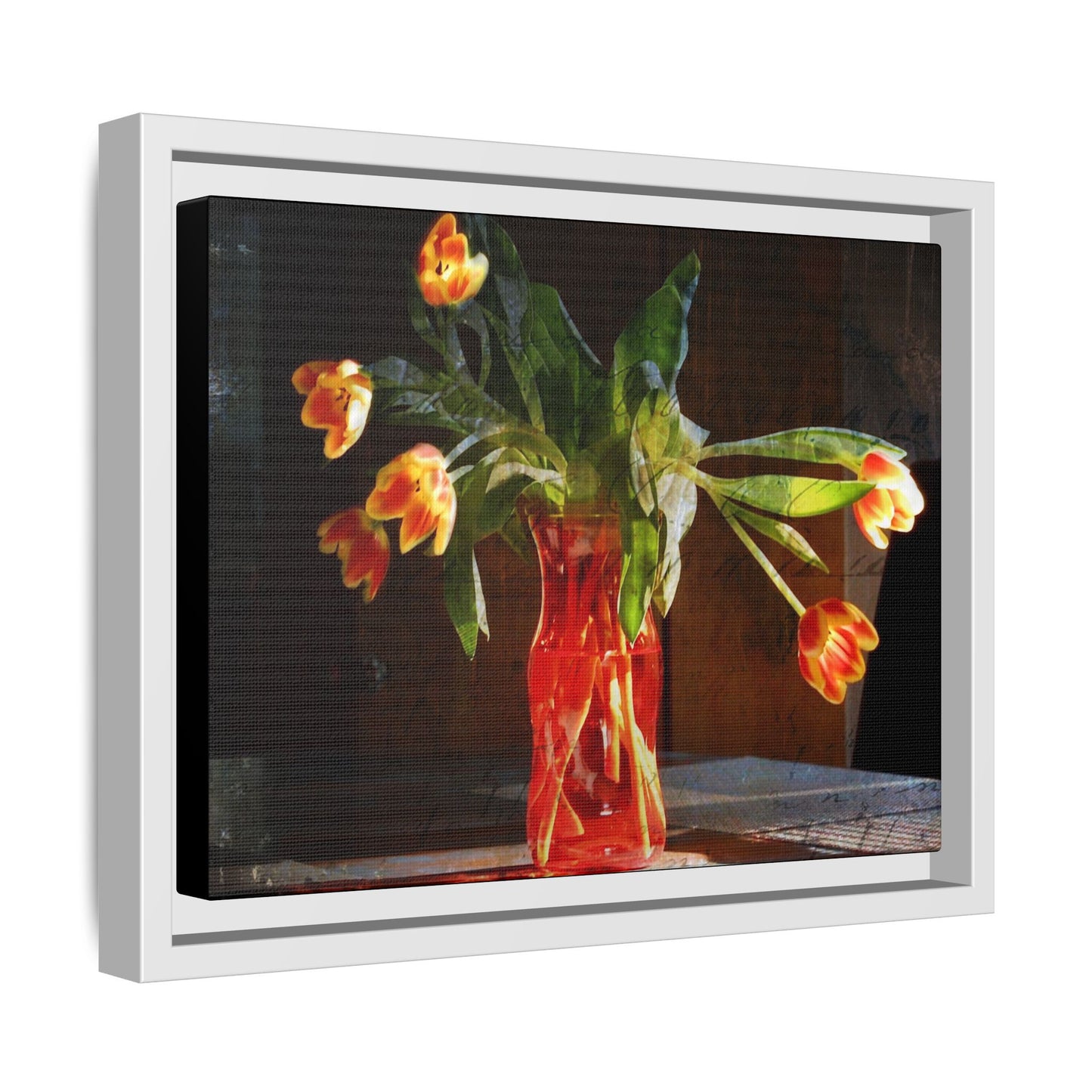Copy of Framed Matte Canvas Print — Vintage Tulip Vase Wall Art