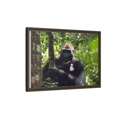 Silverback Gorilla Framed Canvas Wall Art, Gabon Africa Wildlife Photography Print, Safari Animal Decor