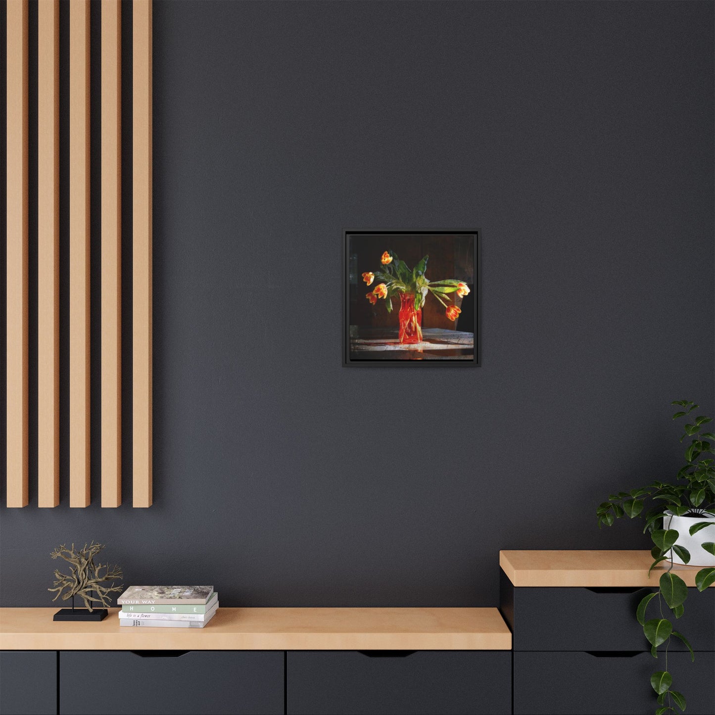 Copy of Framed Matte Canvas Print — Vintage Tulip Vase Wall Art